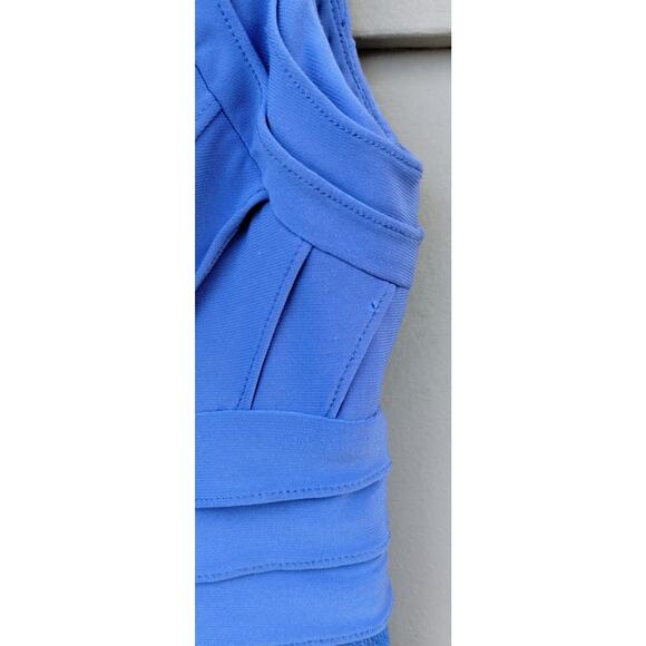 Adrianna Papell Periwinkle Blue  Mini Dress Sz 4P Ruffles Sleeveless Purple ish - Picture 9 of 9